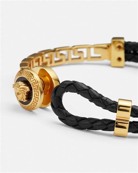 bracelet versace homme argent|versace medusa leather bracelet.